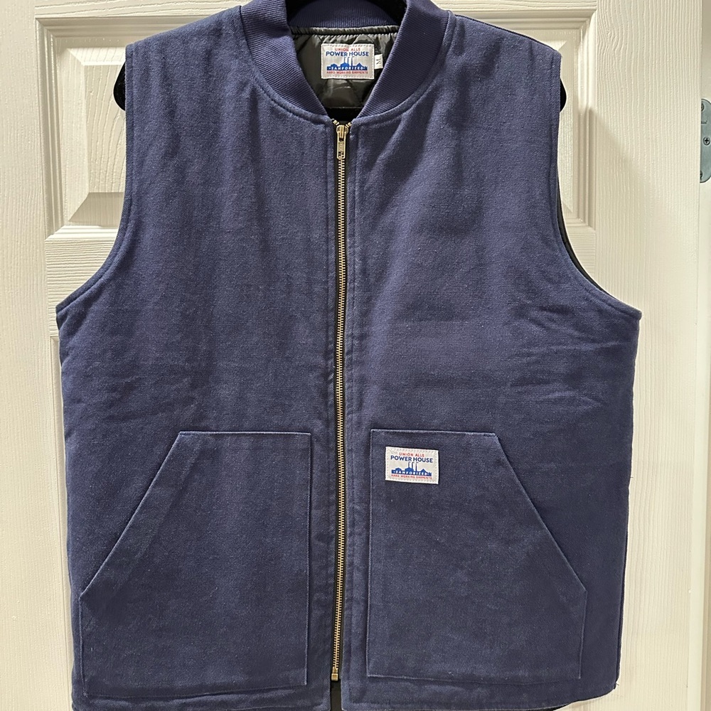 Navy canvas quilted work wear vest